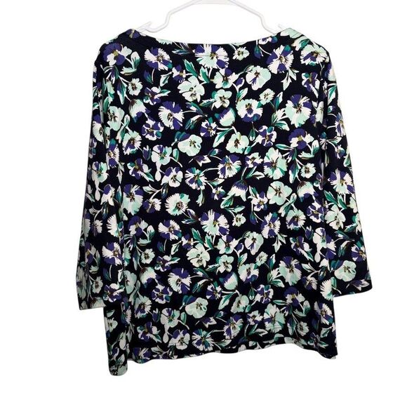 Croft & Barrow T-Shirt Women's Petite XL Boat Neck 3/4 Sleeve Floral Top - Picture 5 of 8